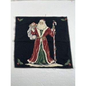 Vintage Jacquard Tapestry Christmas Old World Santa Claus PILLOW PANEL 17”